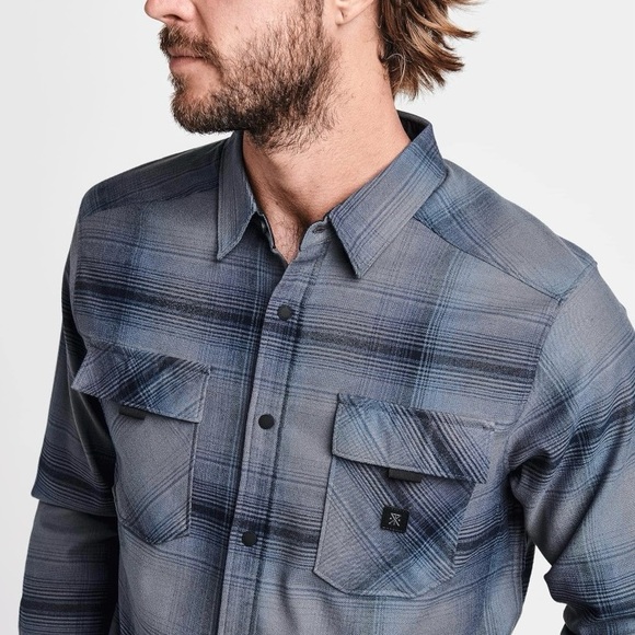 Roark Diablo Alpinist Technical Flannel Shirt Blue Mens Size S NWT RW554 - Picture 3 of 5